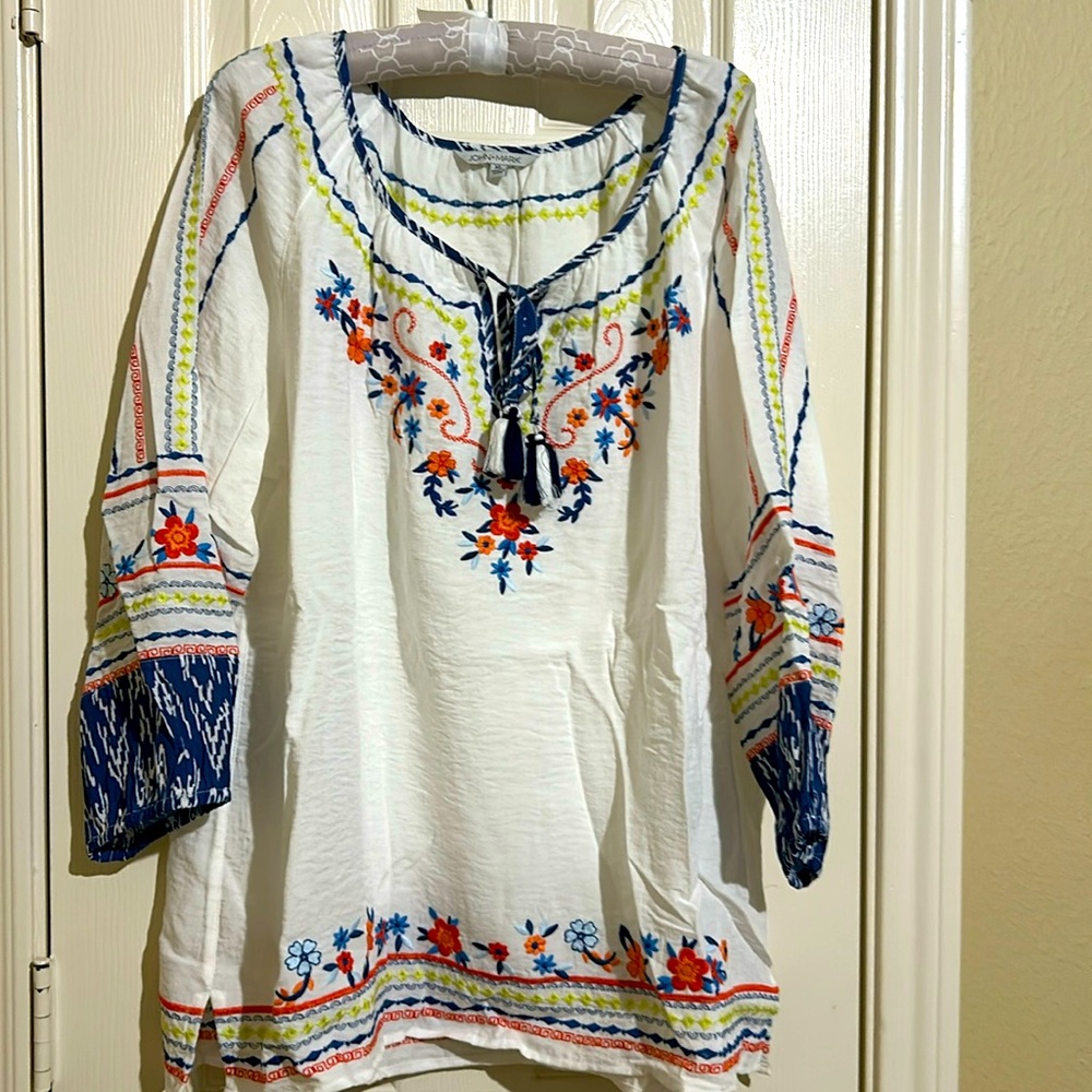 John Mark Boho Peasant Blouse Sz XL